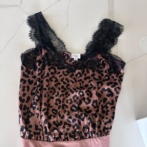 Cami NYC Animal Print Chemise with Black Lace